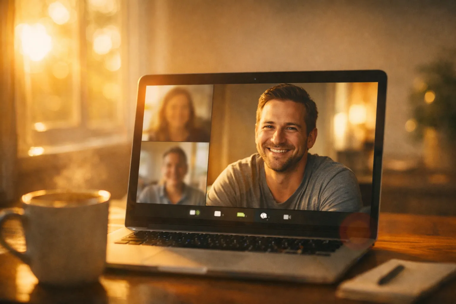 8AM video call with warm morning light - the moment that sparked this reflection